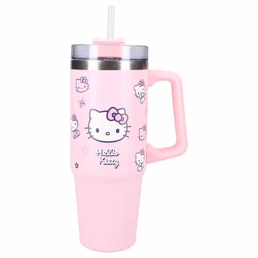 HELLO KITTY Bliss Mug de voyage XL - Acier inoxydable - 900 ml avec paille