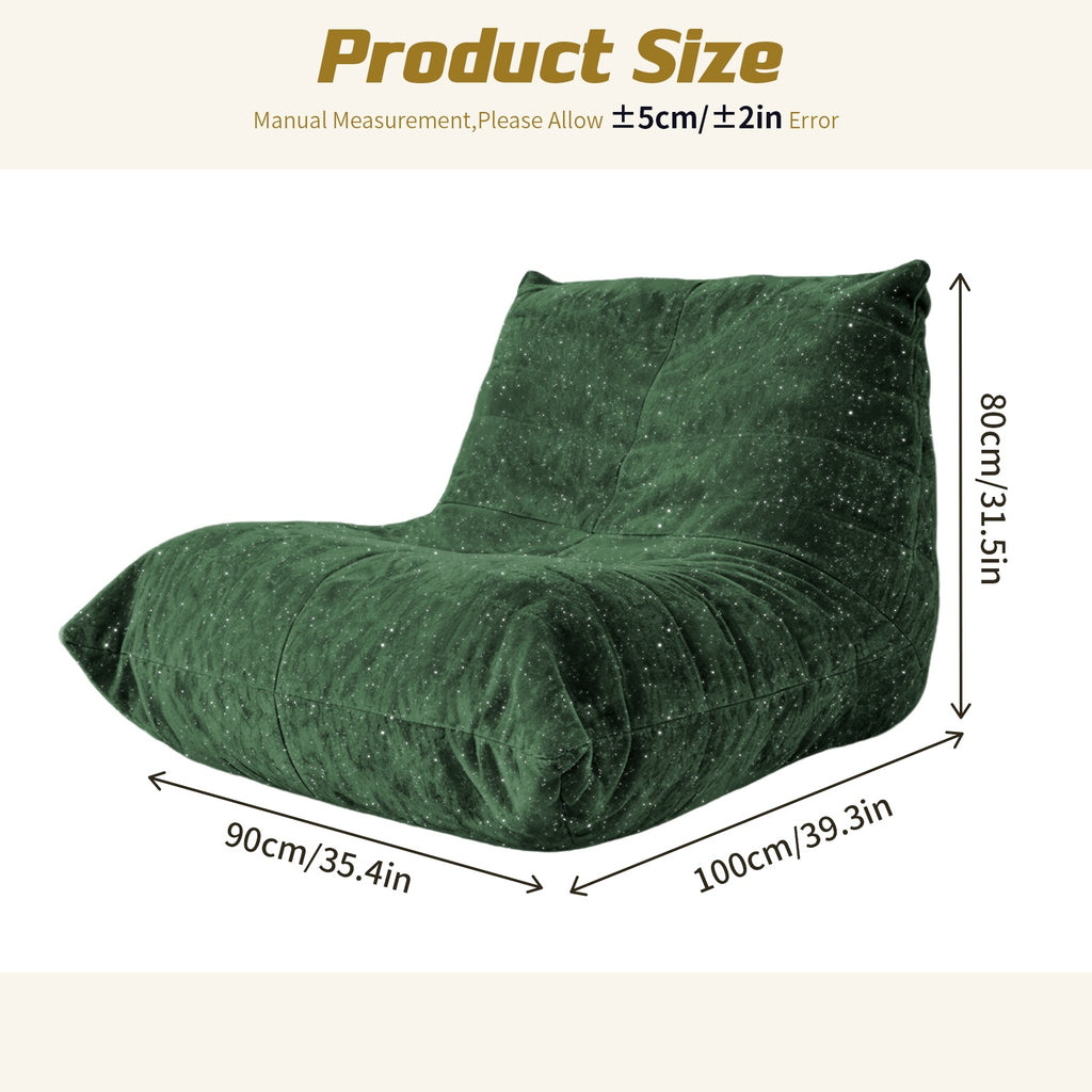 URBAN MEUBLE Pouf poire canapé paresseux en chenille à fil argenté luxe Vert 90 x 100 x 80 cm