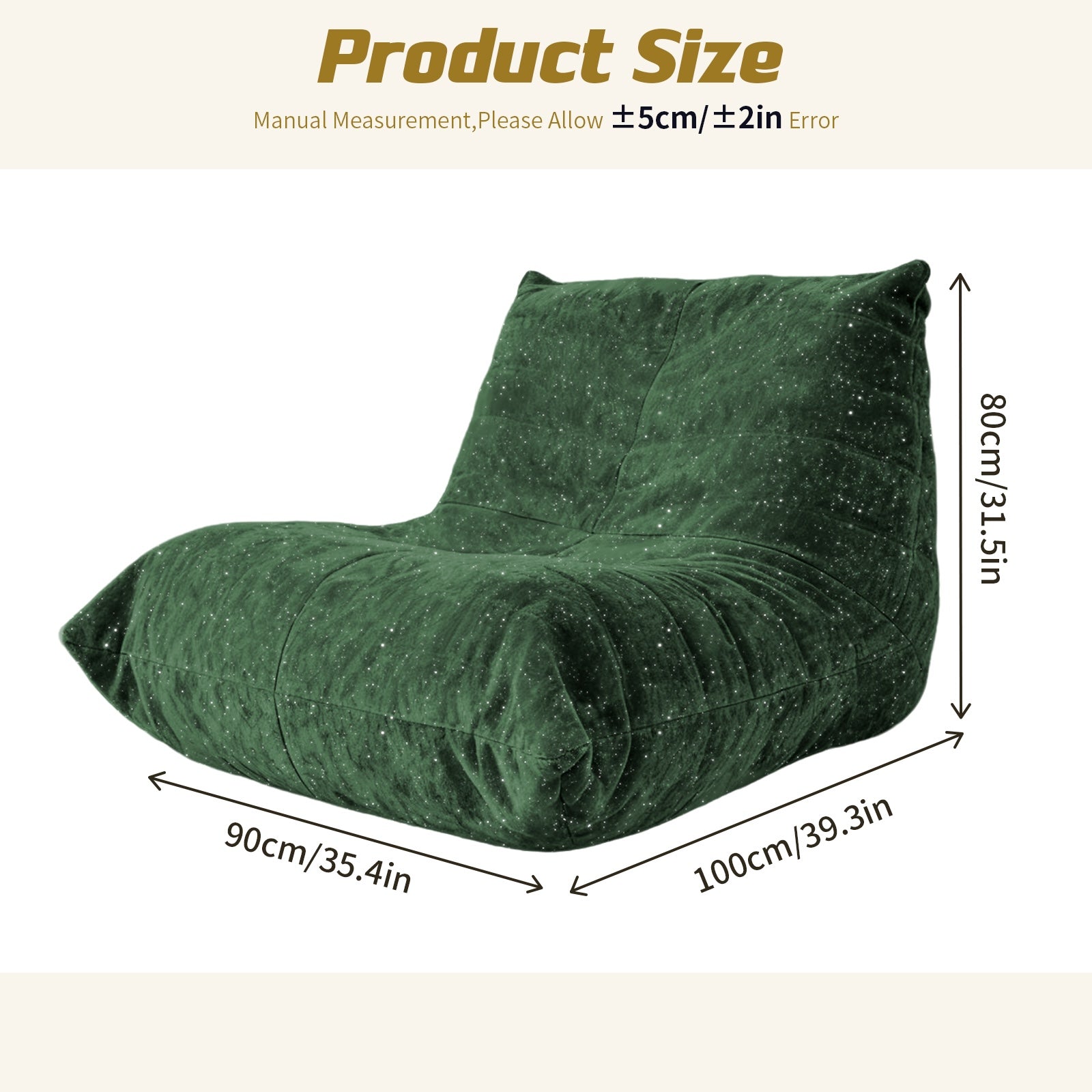 URBAN MEUBLE Pouf poire canapé paresseux en chenille à fil argenté luxe Vert 90 x 100 x 80 cm