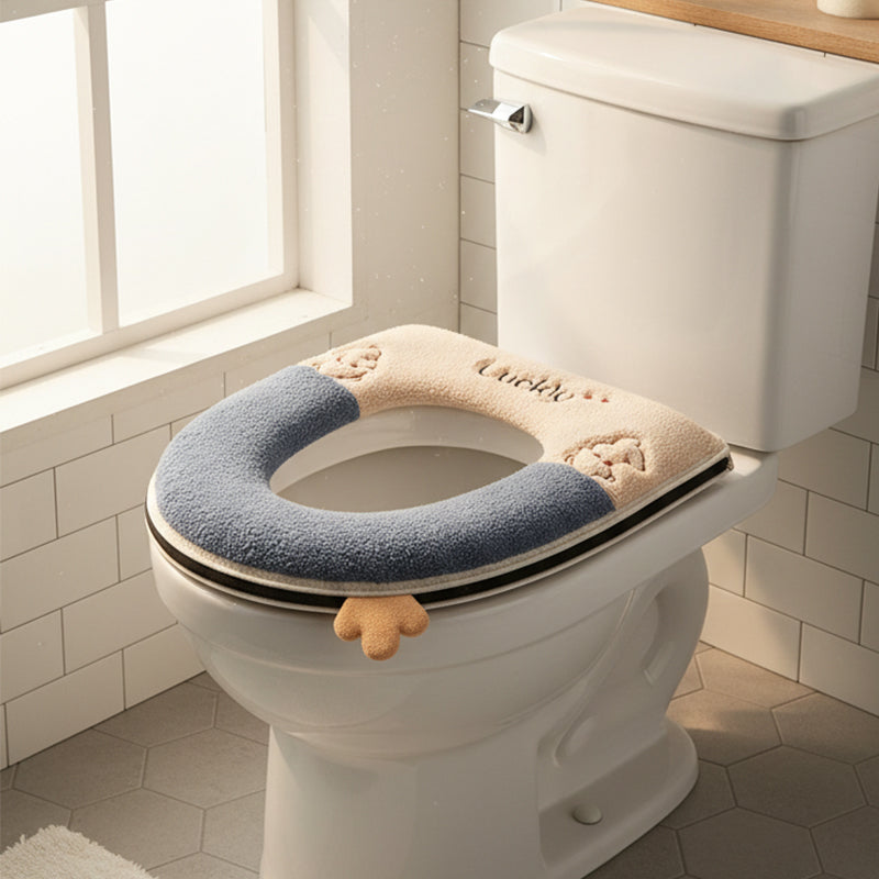 JORDAN&JUDY Lot de 2 coussins de WC en peluche avec fermeture éclair, amovibles et lavables, pour la maison, gris et bleu foncé