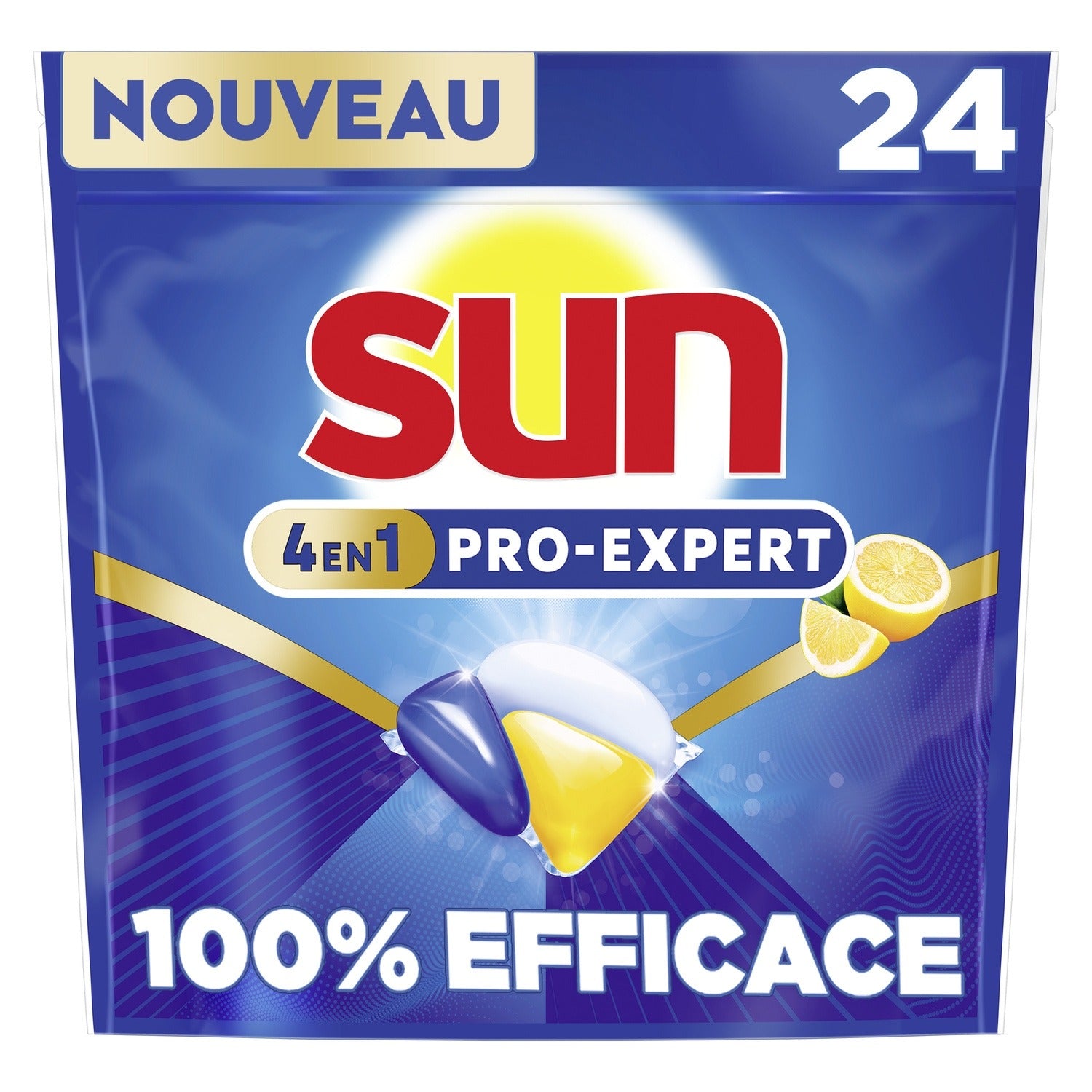 SUN Capsules lave-vaisselle CLEANBOOST poudre et gel Citron 24 capsules