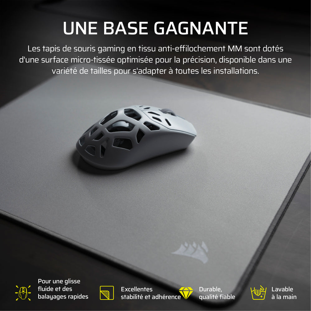 Corsair MM Tapis de Souris Gaming Tissu 32x30 cm Surface Lisse - gris