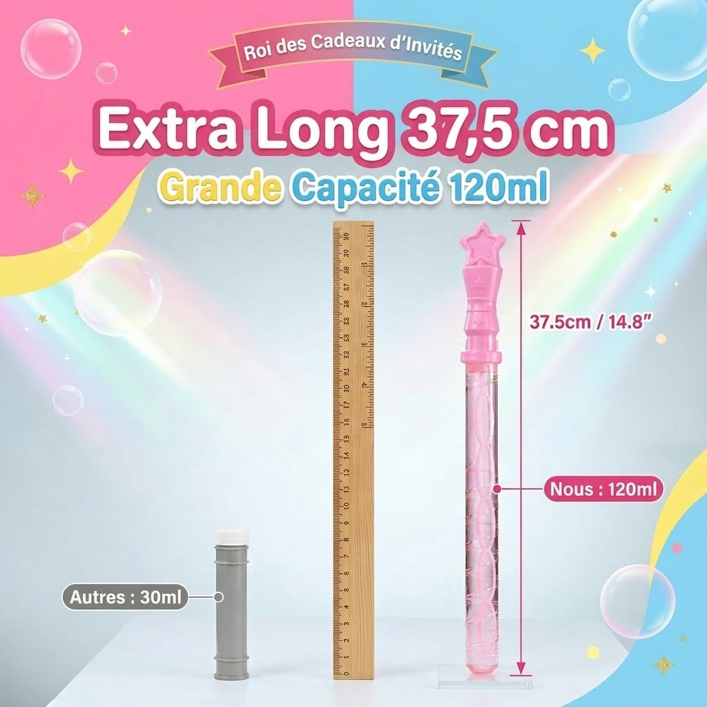Jouet de Grandes Baguettes à Bulles pour Enfants, 24 Pièces, Baguette à Bulles Magique Étoile de 14,8 Pouces (Grande Capacité de 120 ml), Cadeaux de Fête d'Eau à Bulles en Vrac