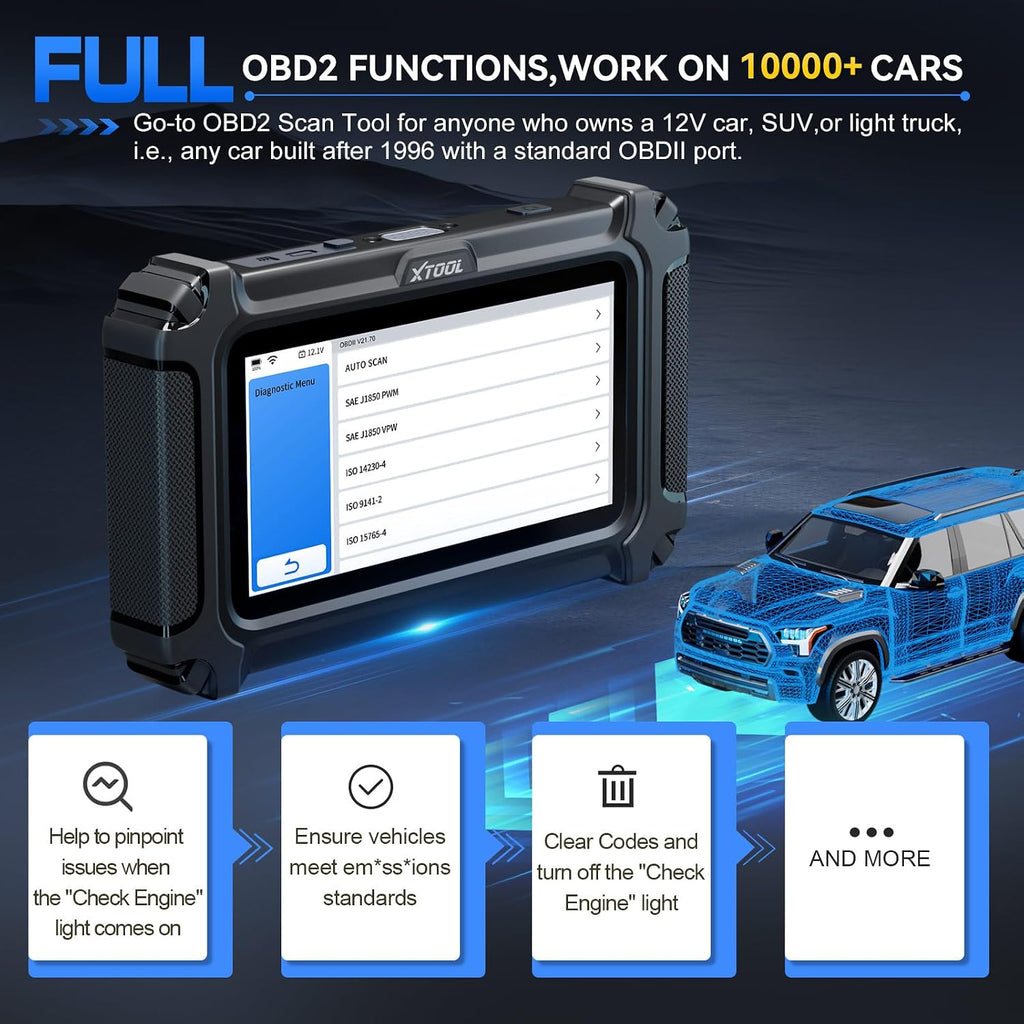 xtool D6 Scanner OBD2 Système Complet Outil de Diagnostic avec Mises à Jour Gratuites à Vie | Lecteur de Code pour Voiture & Outil de Scan avec 15+ Réinitialisations