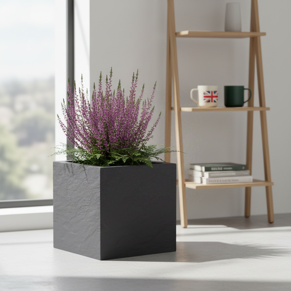 EDA Pot Carré VOLCANIA UP Gris anthracite Avec zone de rétention d'eau Dim. 29,5 x 29,5 x 29,5 cm - Volume 21 L