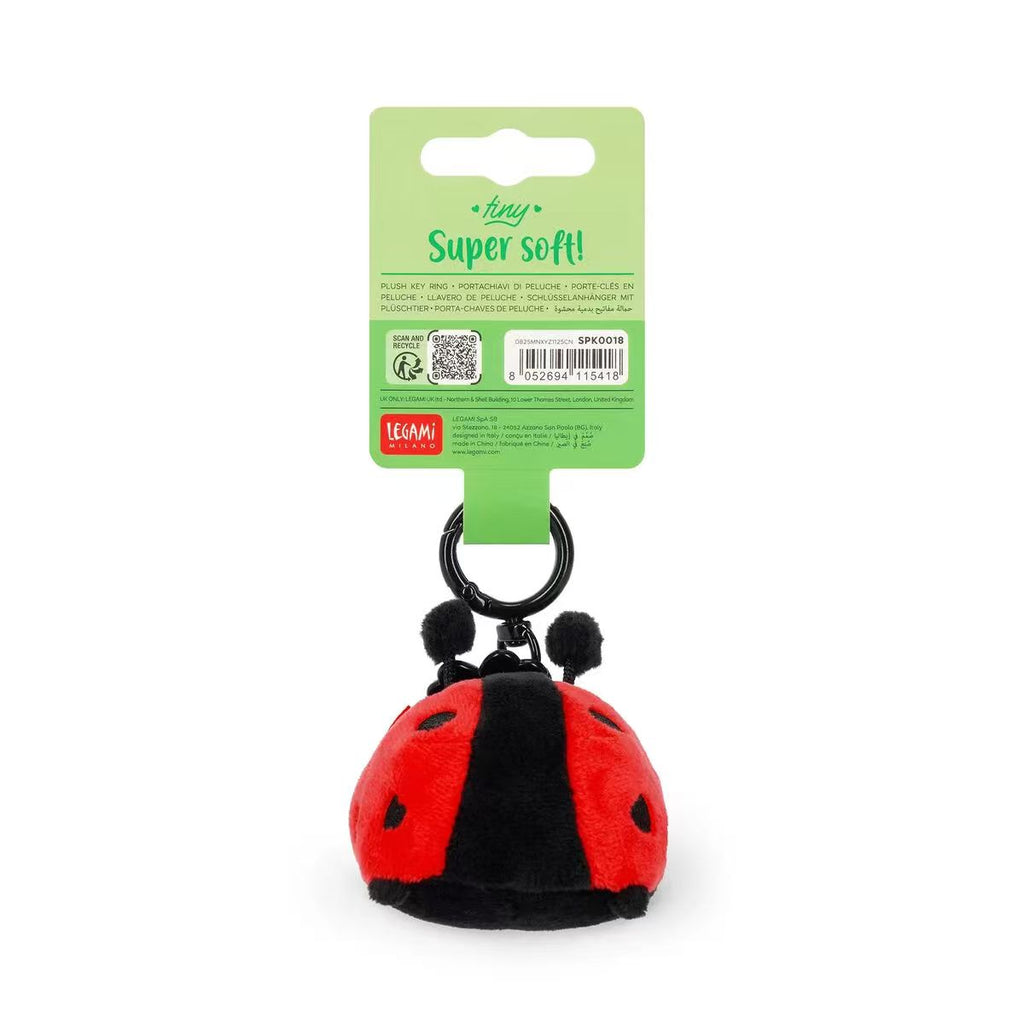 Mini Porte-clés Coccinelle en Peluche Rouge et Noir avec Gravure "Get Lucky" - Tirette de Fermeture Éclair Douce & Cadeau Mignon pour Elle
