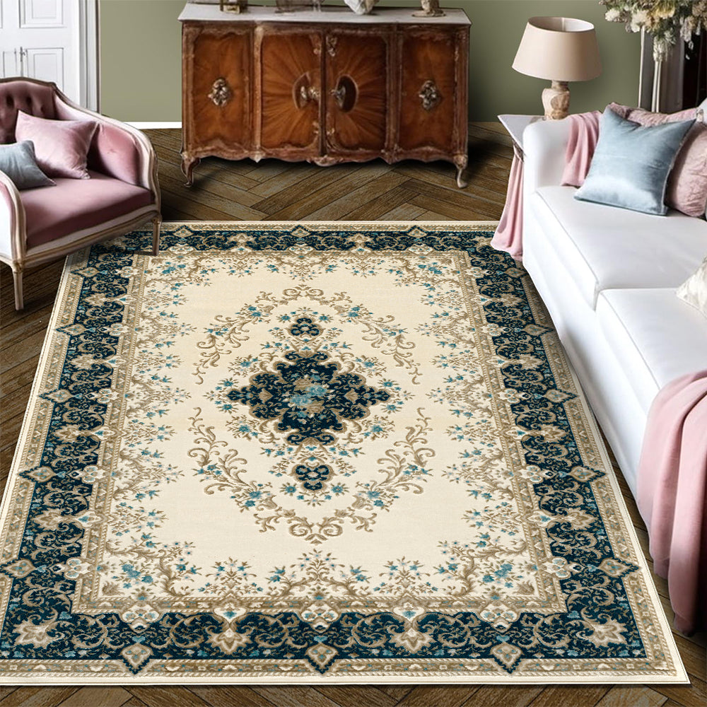 WhereHike Tapis vintage antidérapant avec poils ras à motif floral vert - 183 x 274 cm