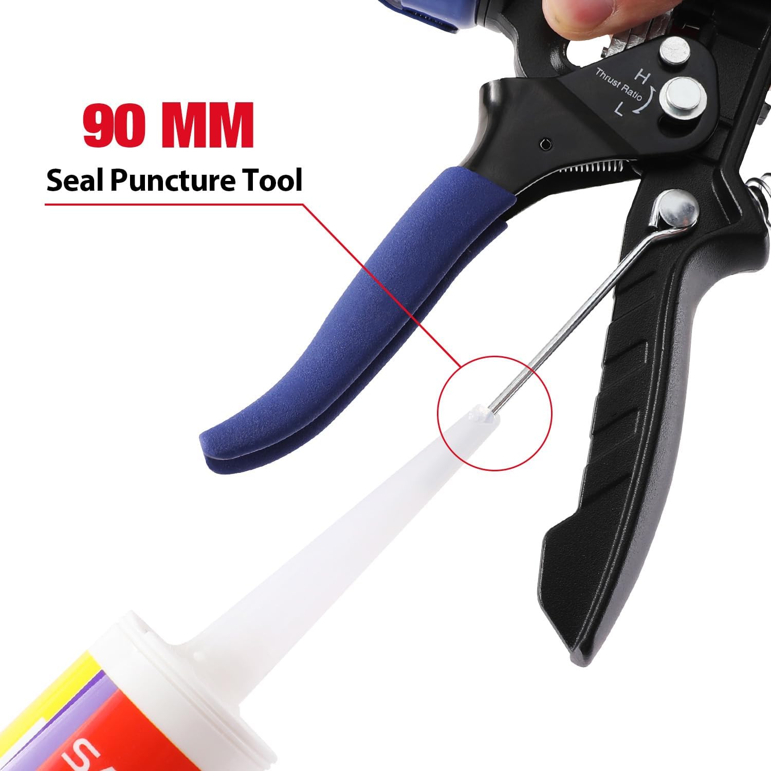 WORKPRO Pistolet à mastic, rapport de course réglable 9:1 et 18:1, pour cartouches de 290 à 310 ml, mastics, silicones et adhésifs