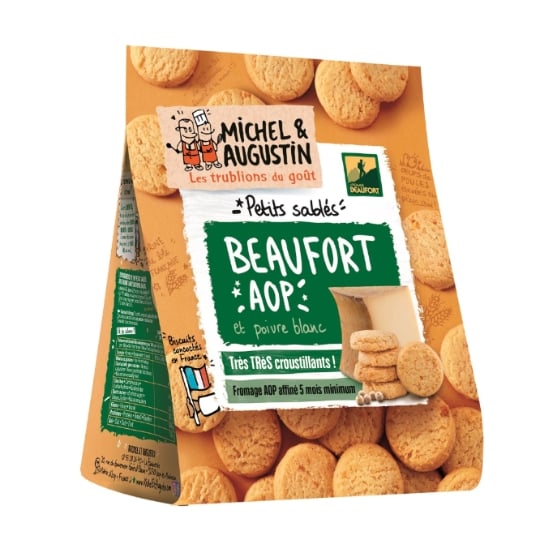 MICHEL ET AUGUSTIN Biscuits Apéritifs Sablés au Beaufort AOP et Poivre Blanc 100g