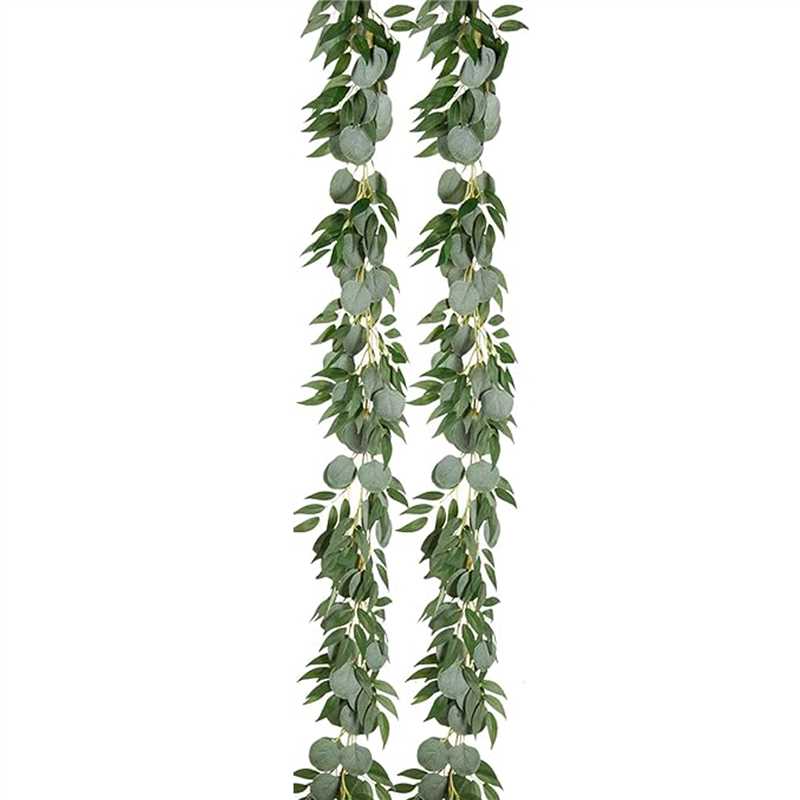 Wei's moment 2 pièces 6,5 ft Guirlande d'eucalyptus artificiel avec feuilles de saule Vignes de verdure suspendues artificielles Ruban de table Guirlande pour arche de fond de scène de mariage Décoration murale