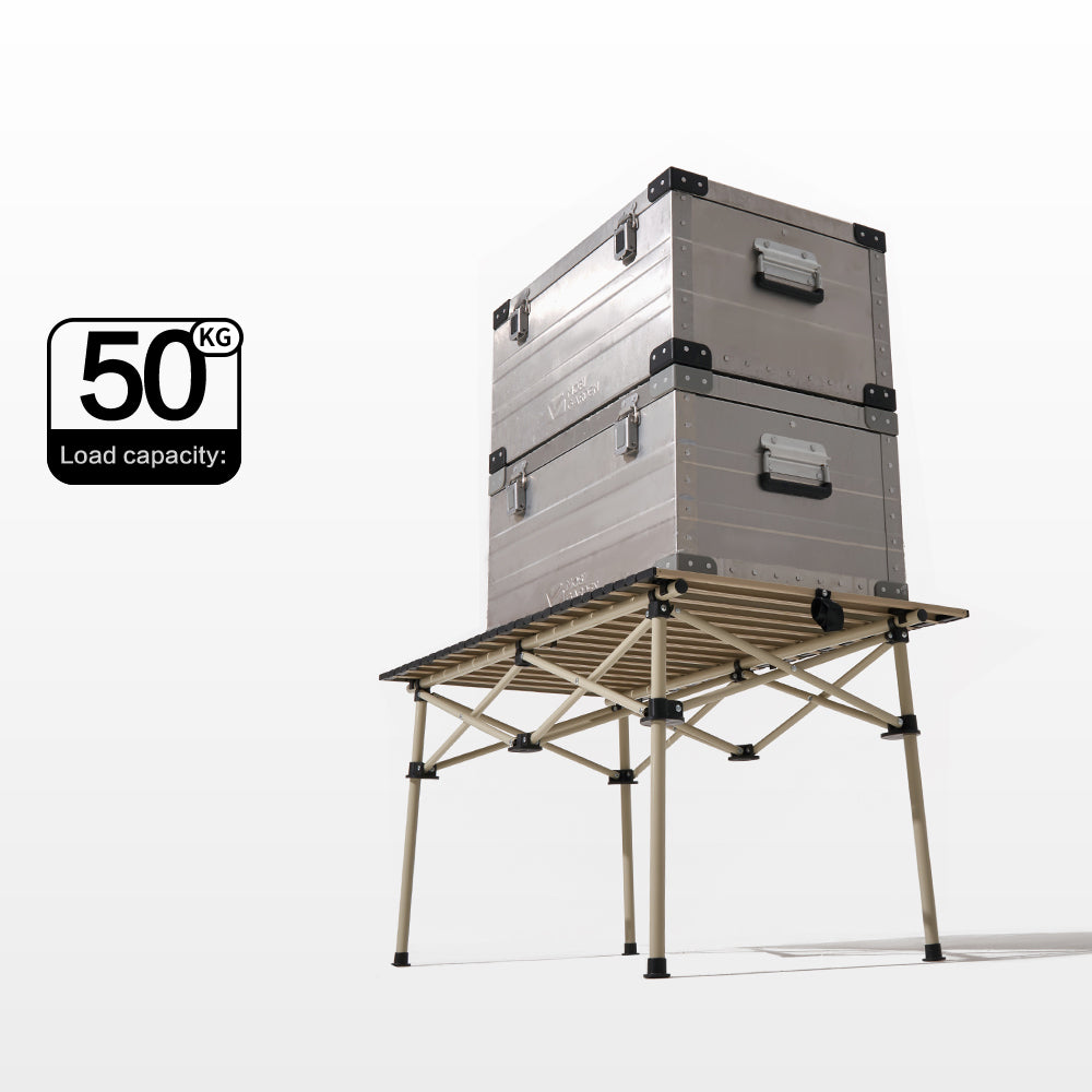 Mobi Garden, ensemble de table pliante en acier de camping avec 4 chaises, ensemble de repas d'extérieur portable, sable, pour le camping, l'extérieur et le pique-nique