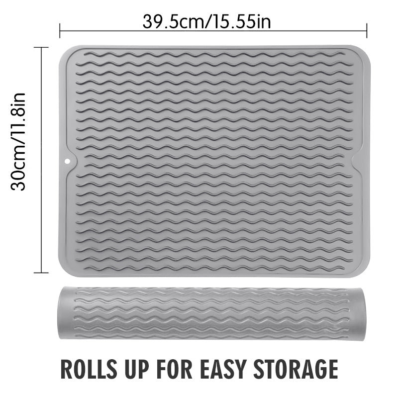 Vilscijon Tapis égouttoir pour plan de travail ou évier de cuisine, Grande taille - Gris