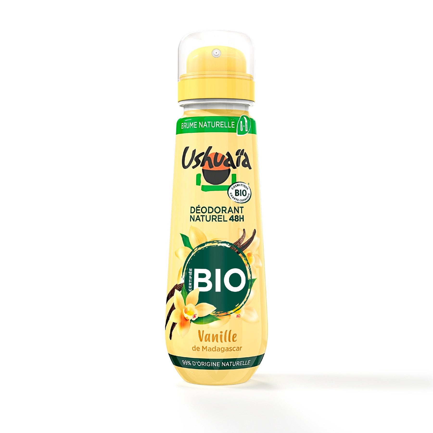 USHUAÏA Déodorant Brume Certifié Bio 48h Vanille de Madagascar 75ml