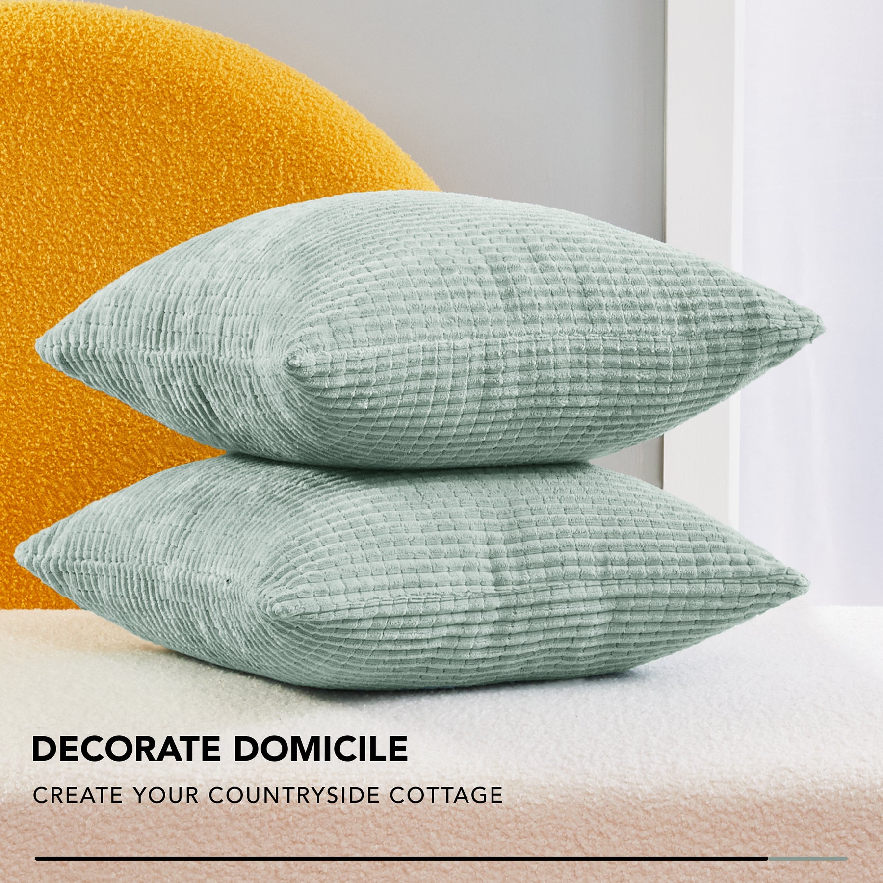 Deconovo Housse de coussin en velours - Vert clair - 50 x 50 cm - 1 pièce
