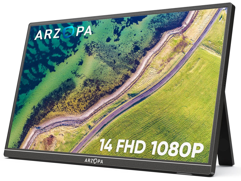 ARZOPA A1S Moniteur portable 14 po 1920 x 1080 FHD IPS 60 Hz USB-C mini HDMI support intégré Noir