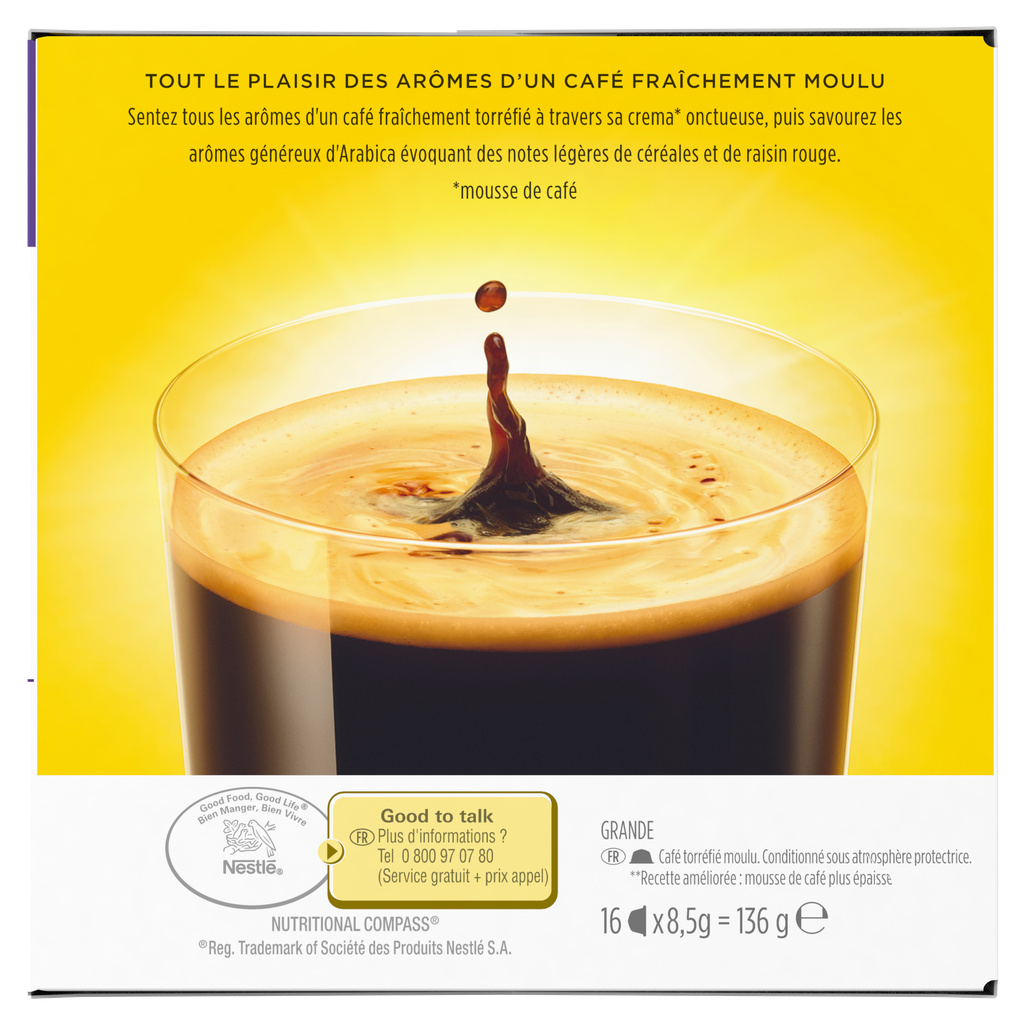NESCAFÉ DOLCE GUSTO Grande Capsules de Café Moulu Torréfié, Lot de 16 Capsules