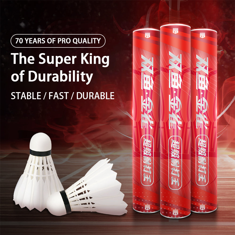 DOUBLE FISH JinQue Super King Lot de 12 volants en plumes de canard de vitesse 77 - Rouge