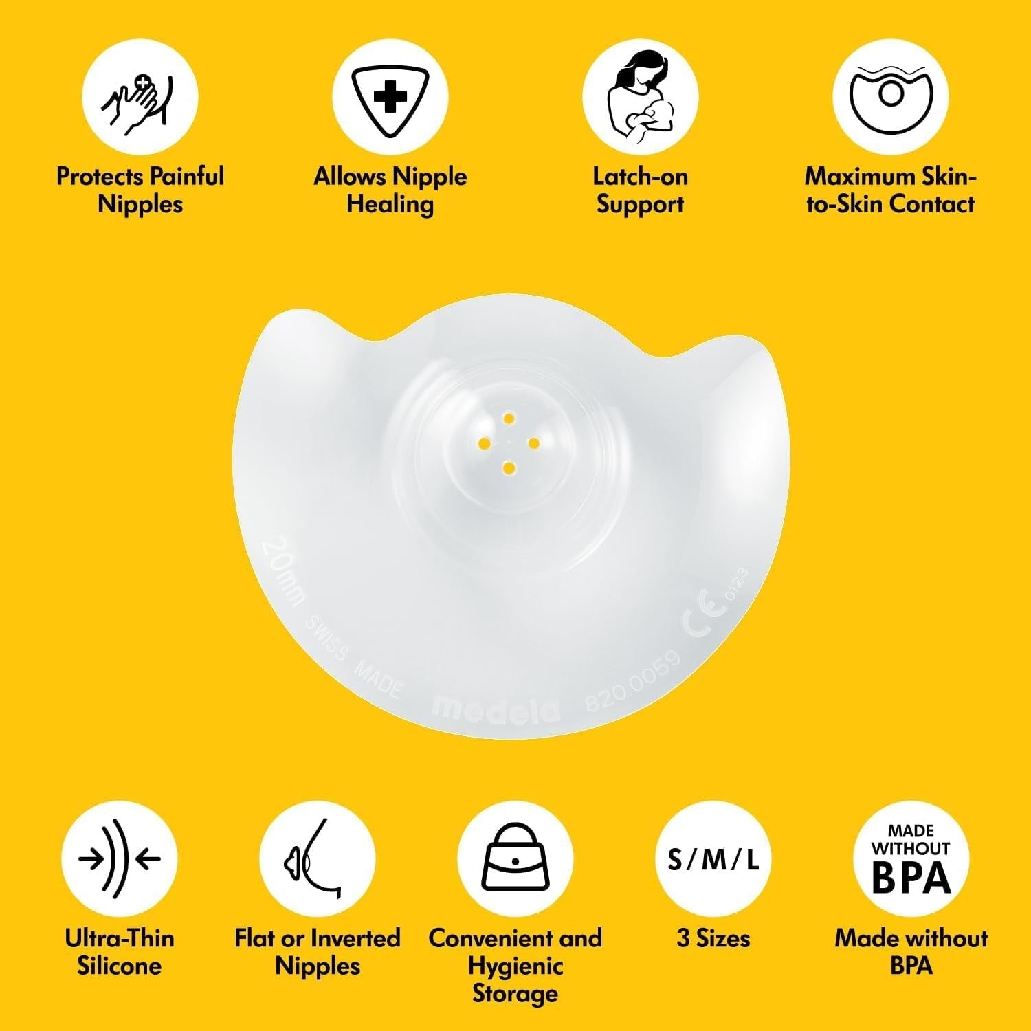 MEDELA Contact - Bouts de sein en silicone, taille M (20 mm), lot de 2