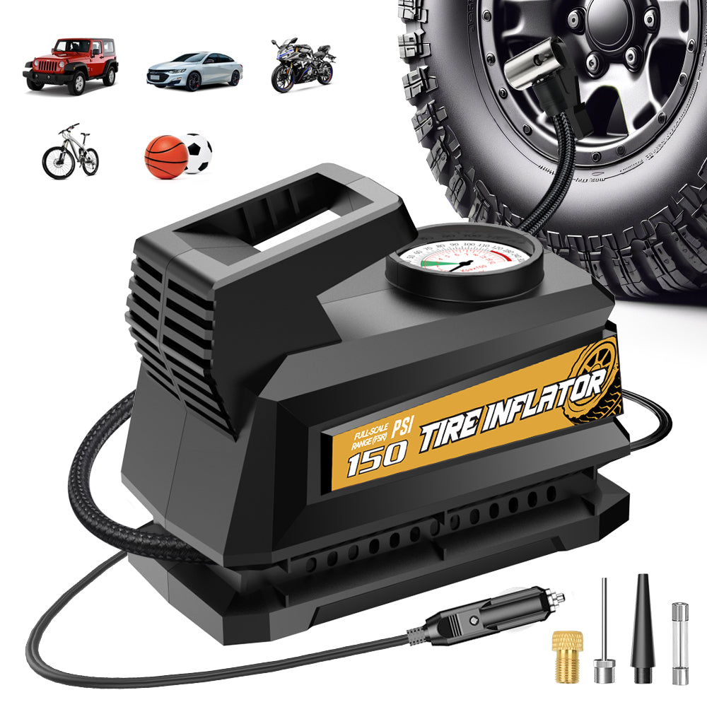 Carsun Compresseur d’air portable 12 V 22 cylindres, Petit et léger, Puissance élevée, Conception sans interrupteur prête à l’emploi