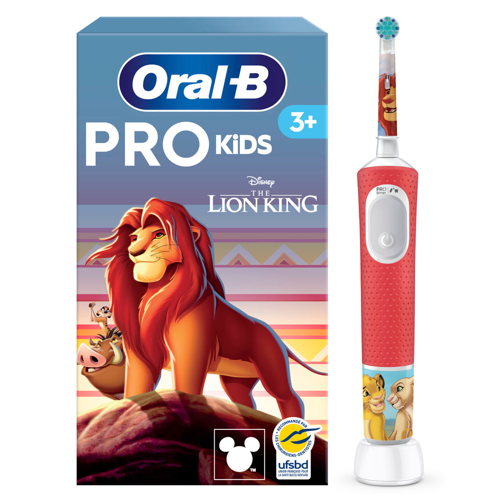 Oral-B Vitality Pro Kids Le Roi Lion Brosse à Dents Électrique pour Enfants – 2 Modes de Brossage pour Enfants de 3ans+, Tête Ronde Douce sur les Gencives, Disney Magic Timer