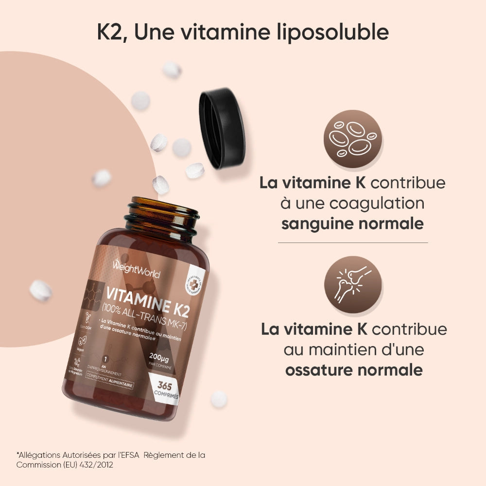 WeightWorld Vitamine K2 (MK-7) 200 µg - 365 comprimés