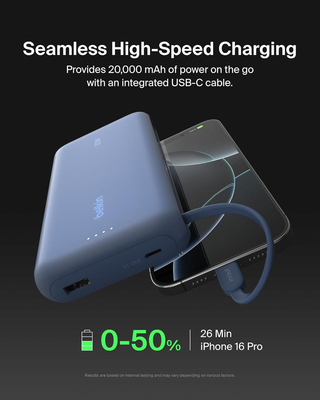 Belkin BOOST CHARGE Batterie externe Power Delivery 20 000 mAh - Bleu