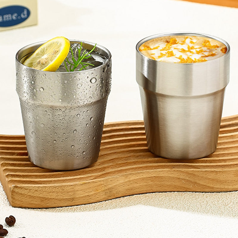 Maxcook Tasses en acier inoxydable 304, 260 ml, lot de 2, empilables, à double paroi, petites tasses pour la maison, le restaurant, la fête et le camping, MCB4560