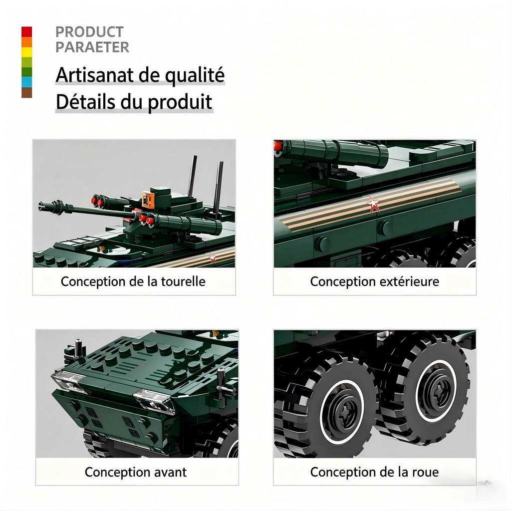 WANGE VPK-7829 Boomerang Véhicule de Combat d'Infanterie 335 Pièces Ensemble de Blocs de Construction pour Bricoleurs
