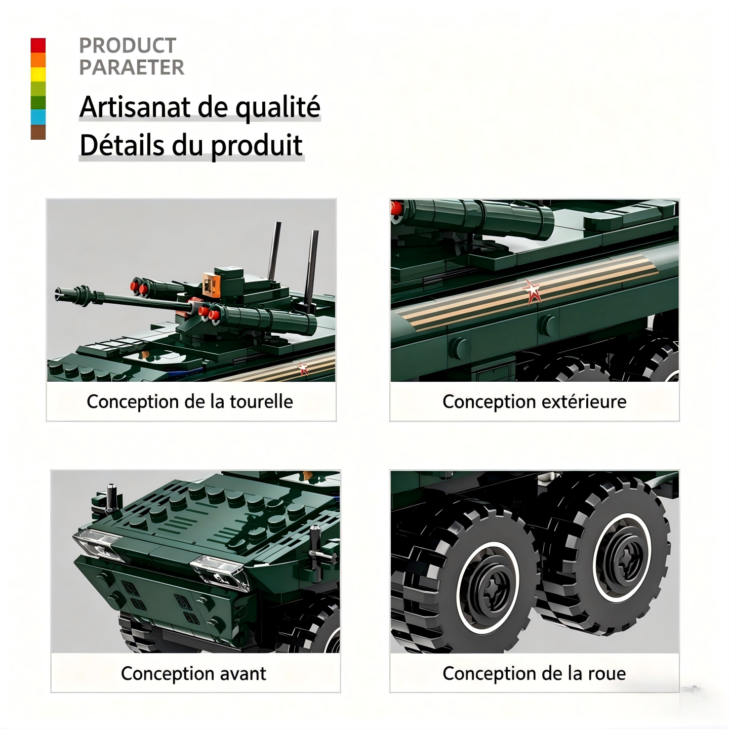 WANGE VPK-7829 Boomerang Véhicule de Combat d'Infanterie 335 Pièces Ensemble de Blocs de Construction pour Bricoleurs