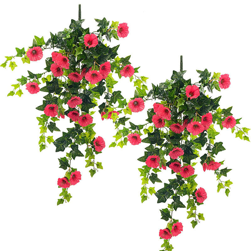 YueJia Lot de 2 bouquets suspendus de fleurs artificielles en soie pétunia - 75 cm