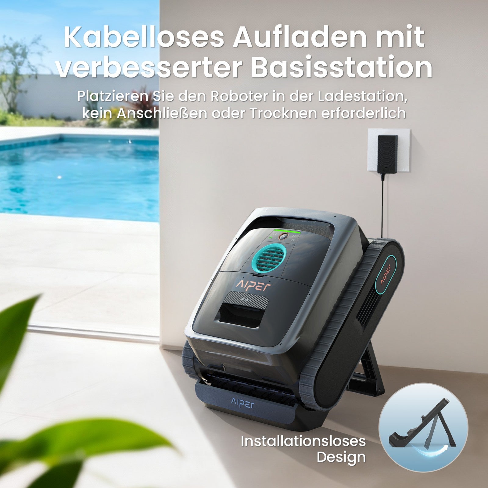 Aiper Scuba V3 robot de piscine avec IA (modèle 2026), Nettoyeur de piscine sans fil avec vision par IA et contrôle par application, Nettoie fond, parois et ligne d’eau
