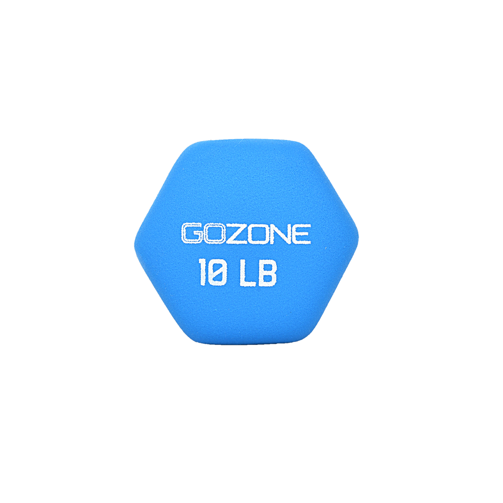GoZone Haltères hexagonaux en néoprène 10 lb Poignée antidérapante à surface texturée Manche profilé Prise confortable