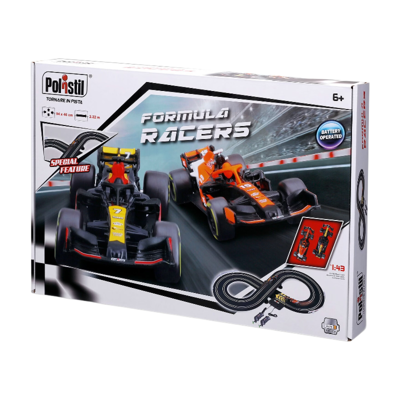 POLISTIL Circuit 2,22 m Piste de Formule 1 avec Pack de 2 Véhicules
