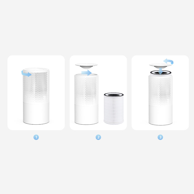 Homintell Purificateur d’air - CADR 150 m³/h, 3 vitesses, filtres HEPA et à charbon, minuterie 8 h, commande tactile, lumière d’ambiance 7 couleurs, idéal pour pièces de 18 m²