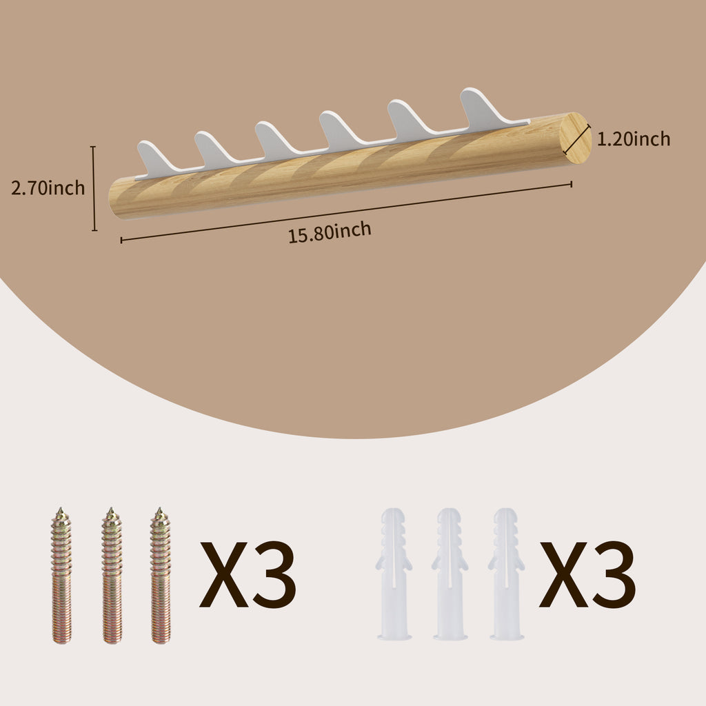 kapanou Porte-manteau mural avec 6 crochets, patère en bois rustique avec crochets en métal robustes pour serviettes, chapeaux, sac à dos, cintres, porte, salle de bain, chambre, entrée (Marron bois / Blanc), Promotion du Nouvel An, meilleures idées