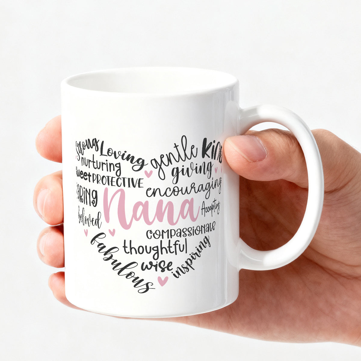 Alphynix 1 pièce mug hommage à mamie, tasse à café en céramique 11 oz avec cœur de mots d’amour, meilleur cadeau pour mamie, cadeau pour grand-mère anniversaire Noël Saint-Valentin
