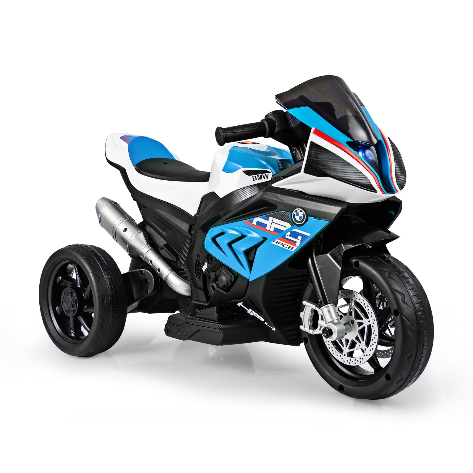Costway Moto électrique pour enfants à 3 roues avec musique, 82,5 × 42 × 54 cm, Bleu