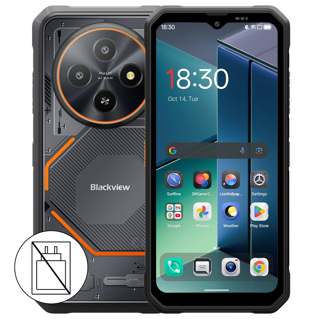 Blackview Fort 2 Android 15, 24 Go (8+16) RAM + 256 Go ROM (Extension carte TF 2 To) Smartphone 4G extérieur, Caméra IA 16 MP, 6,56" HD+, 5000 mAh, MediaTek G81, Téléphone de chantier étanche IP68, NFC, OTG, GPS, FM, 5G, WiFi Double SIM