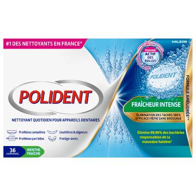 POLIDENT Pouvoir Actif - Nettoyant Appareil Dentaire Fraîcheur Intense - 36 Comprimés