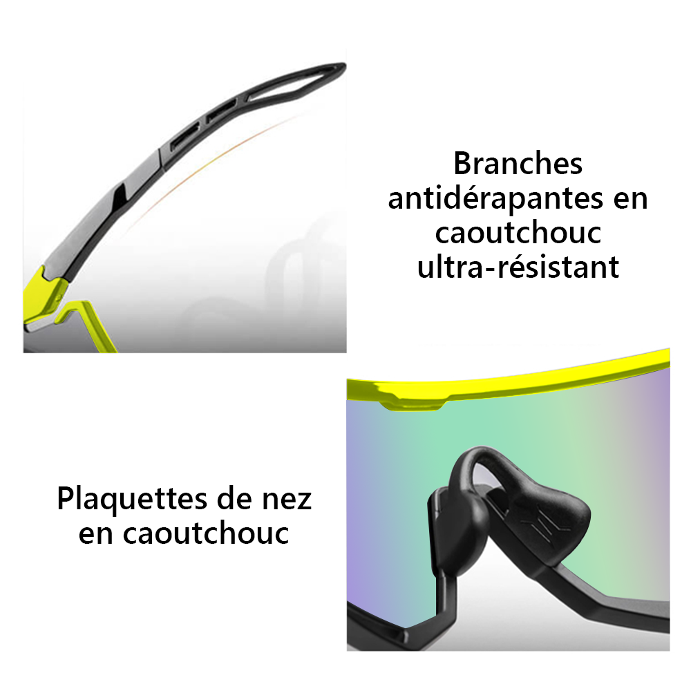Revoray X3 Lunettes de soleil de cyclisme avec verre monobloc en PC haute définition et antichoc, monture légère en TR90, protection UV400, et design aérodynamique - Vert