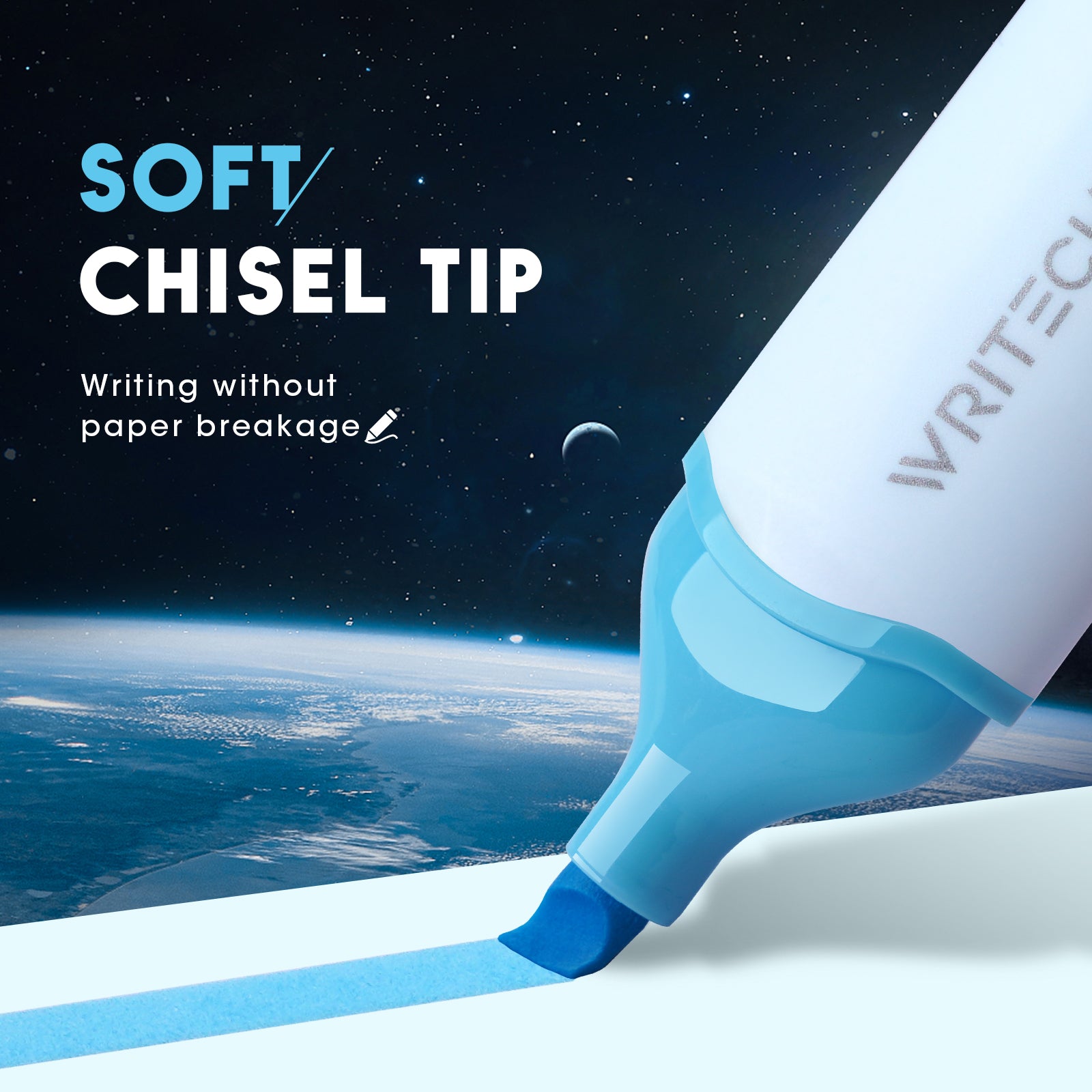 WRITECH Surligneurs à pointe biseautée : Feutres marqueurs mignons couleurs assorties, pointe souple, ne traverse pas le papier, anti-bavures, à base d'eau, ensemble pour souligner