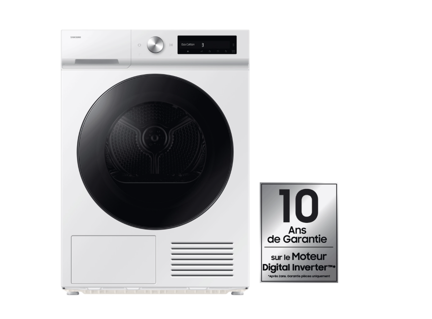 Samsung DV90DB7845GBU3 Sèche-linge à chargement frontal - Pose libre - Capacité 9 kg - Pompe à chaleur - Blanc - Classe A