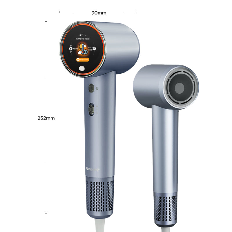 Uniorange H6 Sèche-cheveux haute vitesse à plasma, écran LCD HD, 5 modes intelligents, 1600 W de puissance et 1 milliard d'ions plasma, moteur haute vitesse 110 000 tr/min