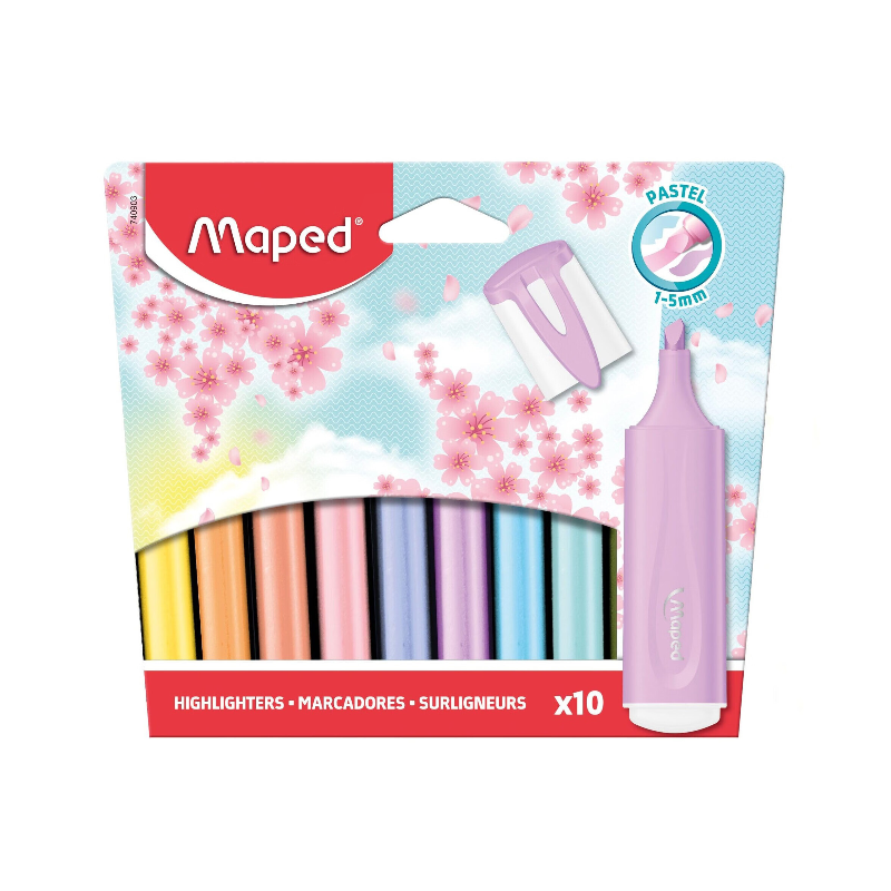 Maped Lot de 10 surligneurs, couleurs pastel