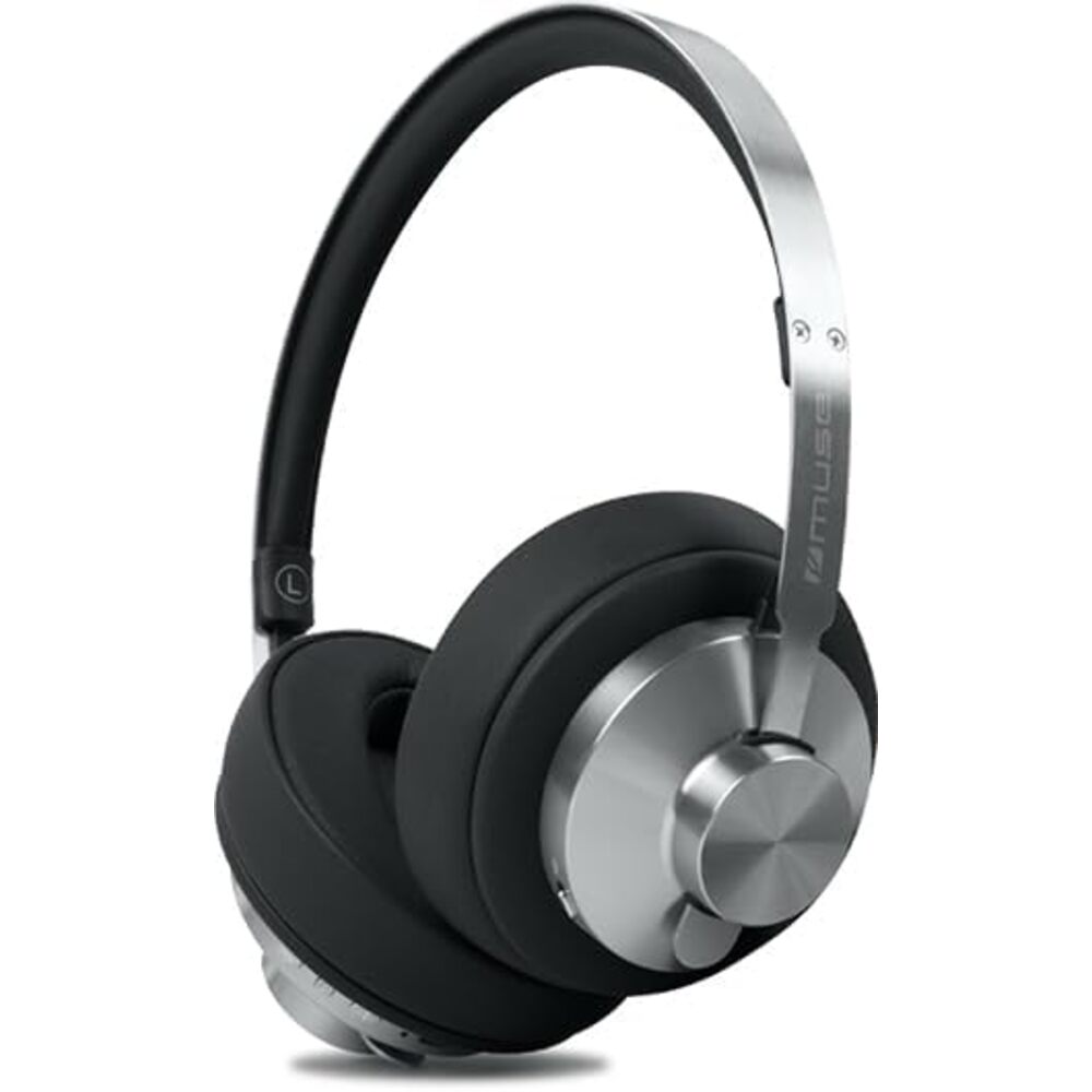 Muse M-298 SBL Casque Bluetooth circum-aural ANC avec 66 heures d'autonomie, USB-C, aux, appels mains libres et arceau confortable
