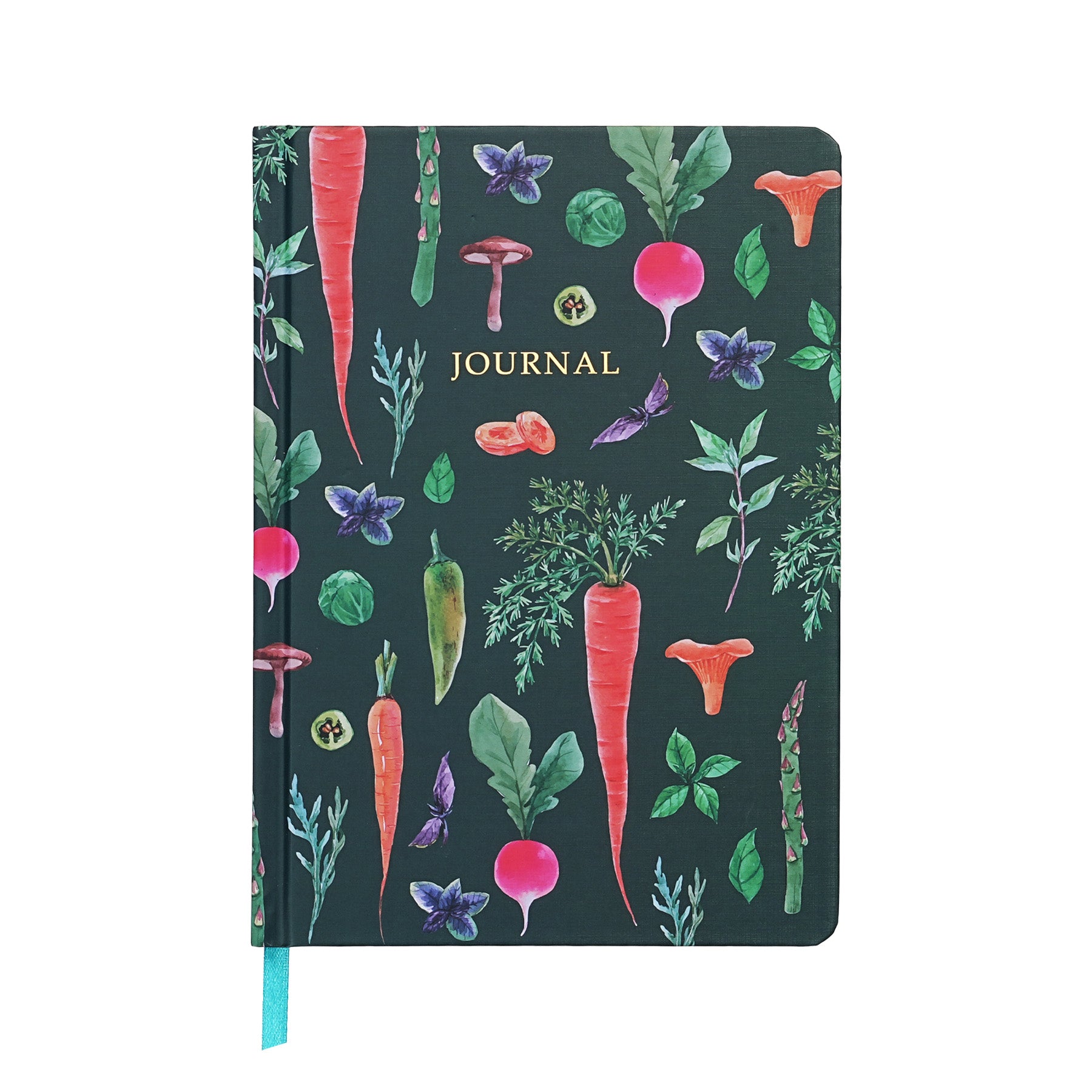 Jubiluu Carnet ligné A5 à couverture rigide texturée avec marque-pages et élastique - Veggie Garden