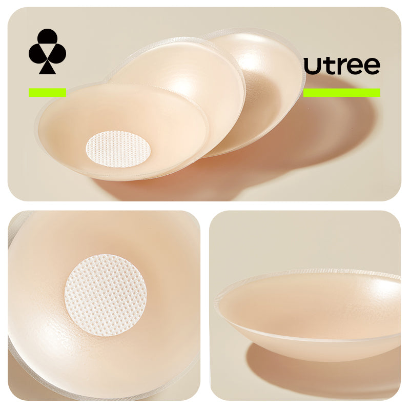 Utree - Cache-seins en silicone invisibles pour femme, anti-déformation, sans fil, 10 paires de formes arrondies