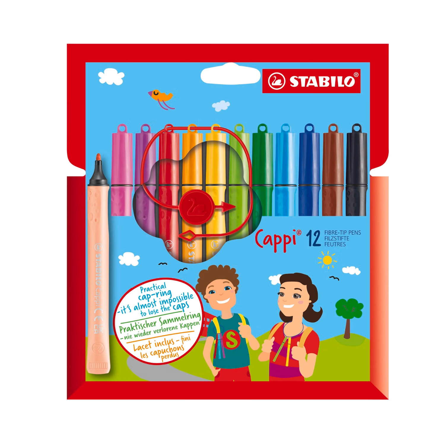 STABILO Cappi Boîte en carton avec 12 couleurs assorties