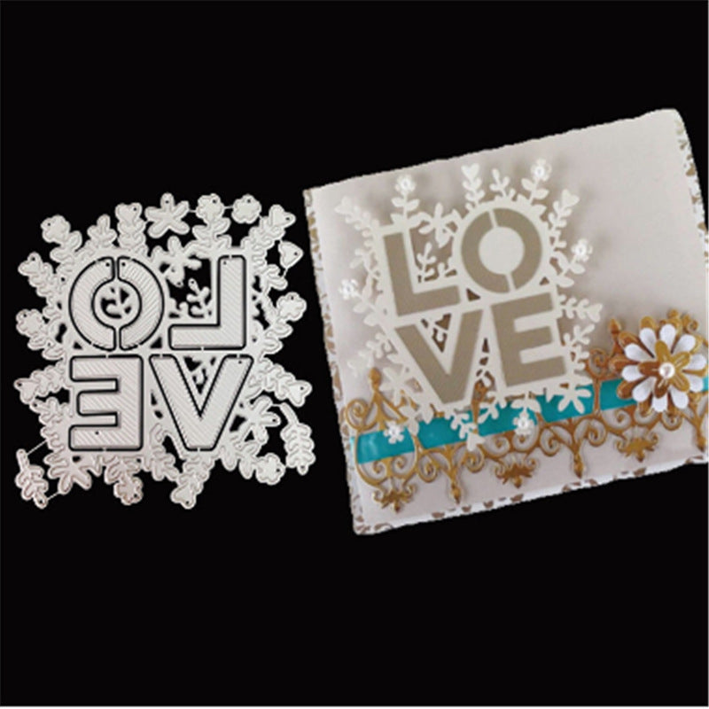 WhereHike Matrices décoratives de découpe et gaufrage en métal Saint-Valentin Fait avec amour, flocon de neige, pour album de scrapbooking à faire soi-même et création de cartes