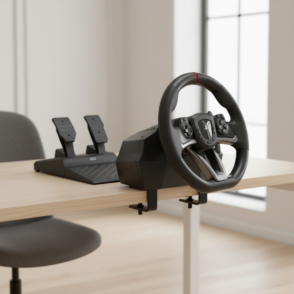 Hori Volant de Course Apex pour PC/PS4/PS5 - Pédales incluses - Licence officielle Sony - Noir